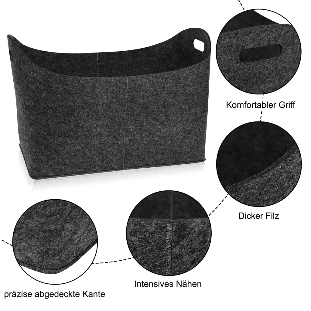 LZQ 2 Stück Kaminholztasche aus Filz Holzkorb XL Kaminholzkorb Holztasche Filztasche für Holz