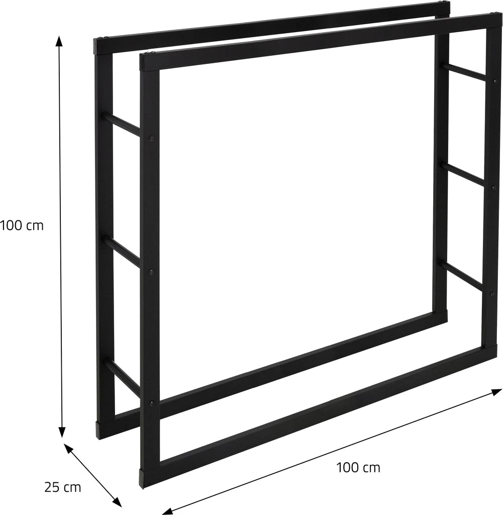 ML-Design Kaminholzregal aus Metall, 100x100 cm, Schwarz, Innen/Außen
