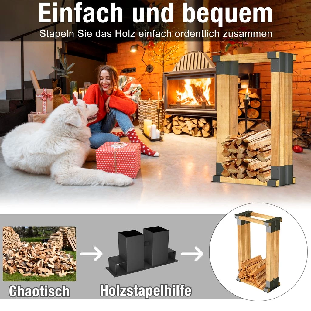 UISEBRT 4x Holzstapelhilfe Feuerverzinkt stabile Holz Stapelhilfe Stapelhilfe Holzstapelhalter