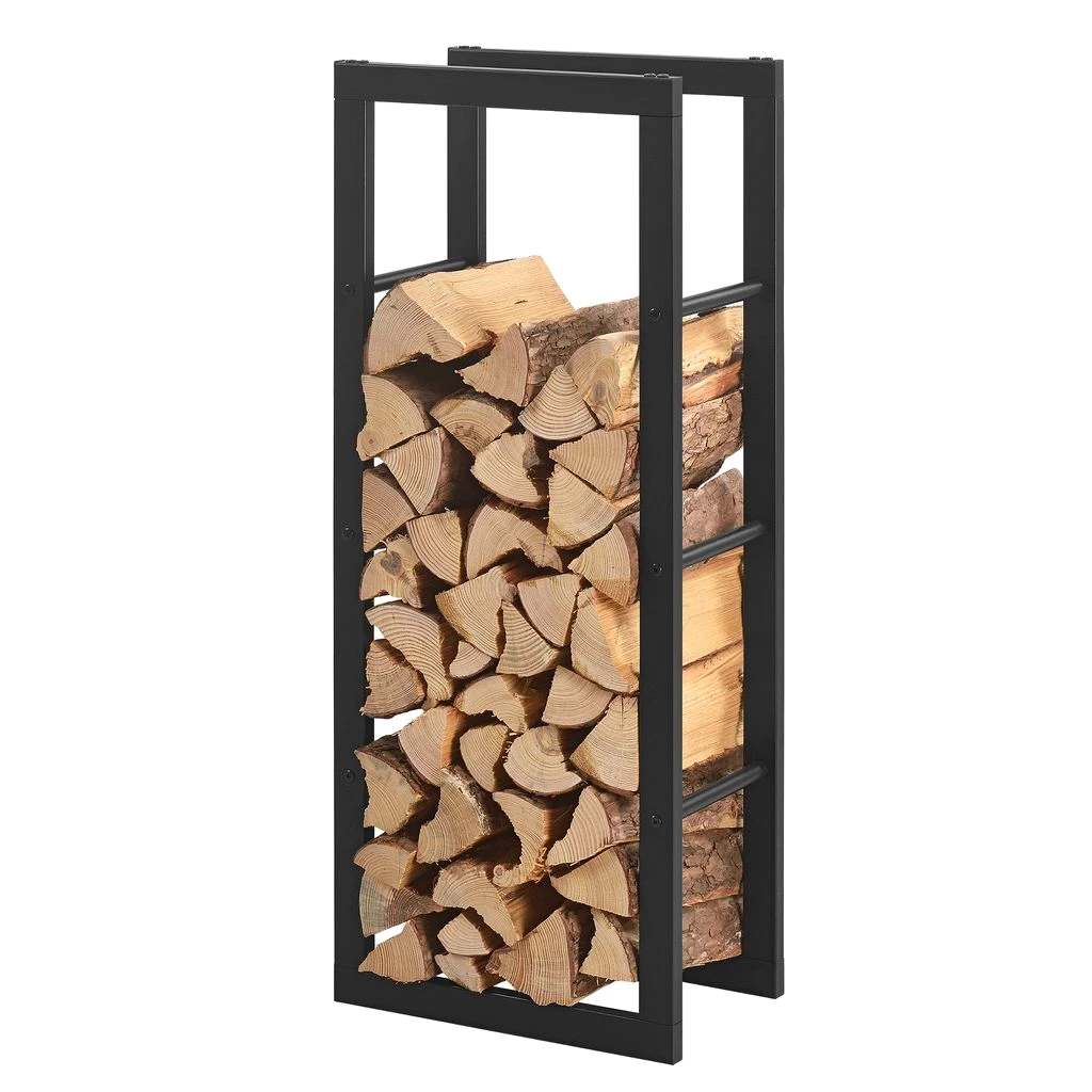 Kaminholzregal Täby Brennholzregal innen außen Metall 40 x 25 x 100 cm Holzunterstand