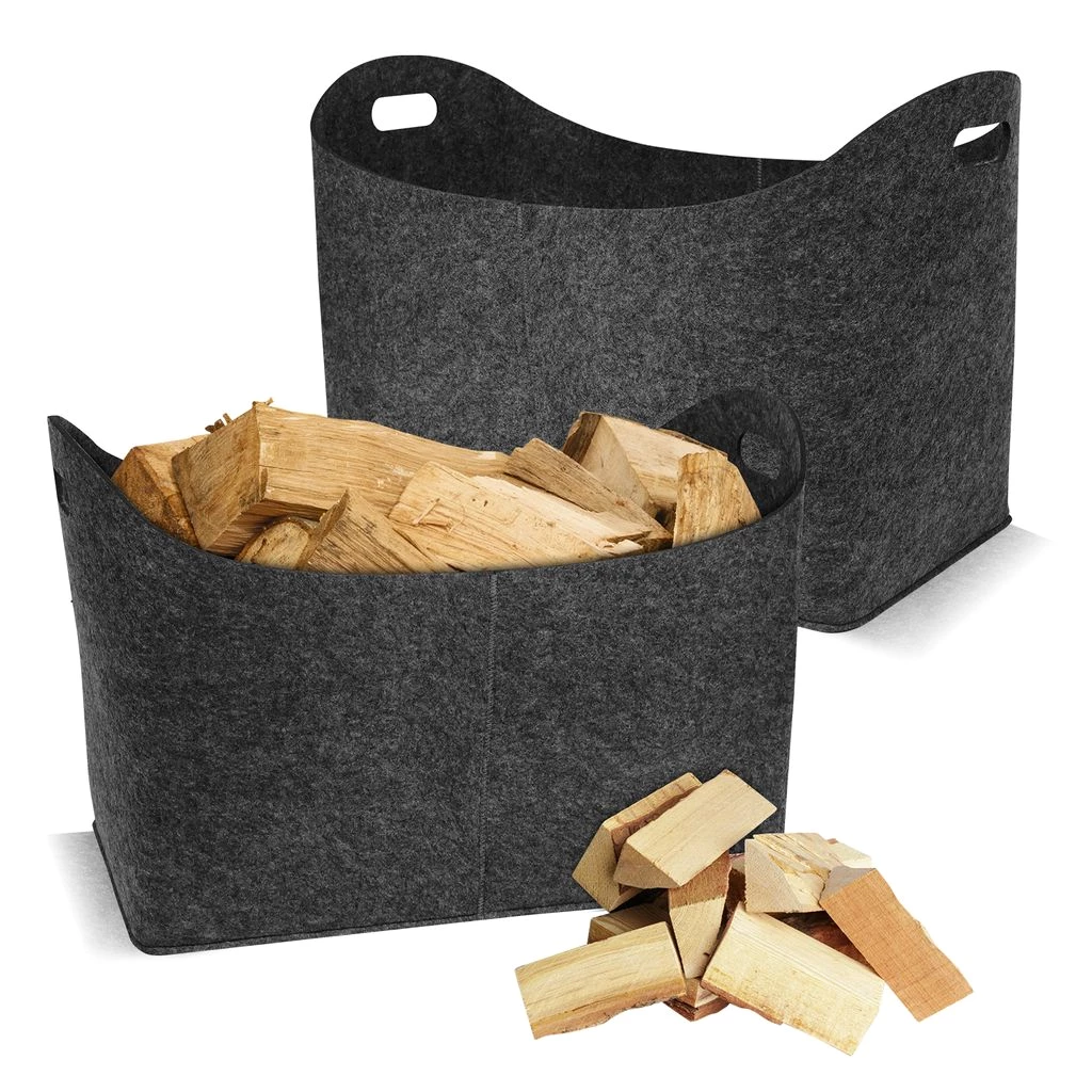 LZQ 2 Stück Kaminholztasche aus Filz Holzkorb XL Kaminholzkorb Holztasche Filztasche für Holz