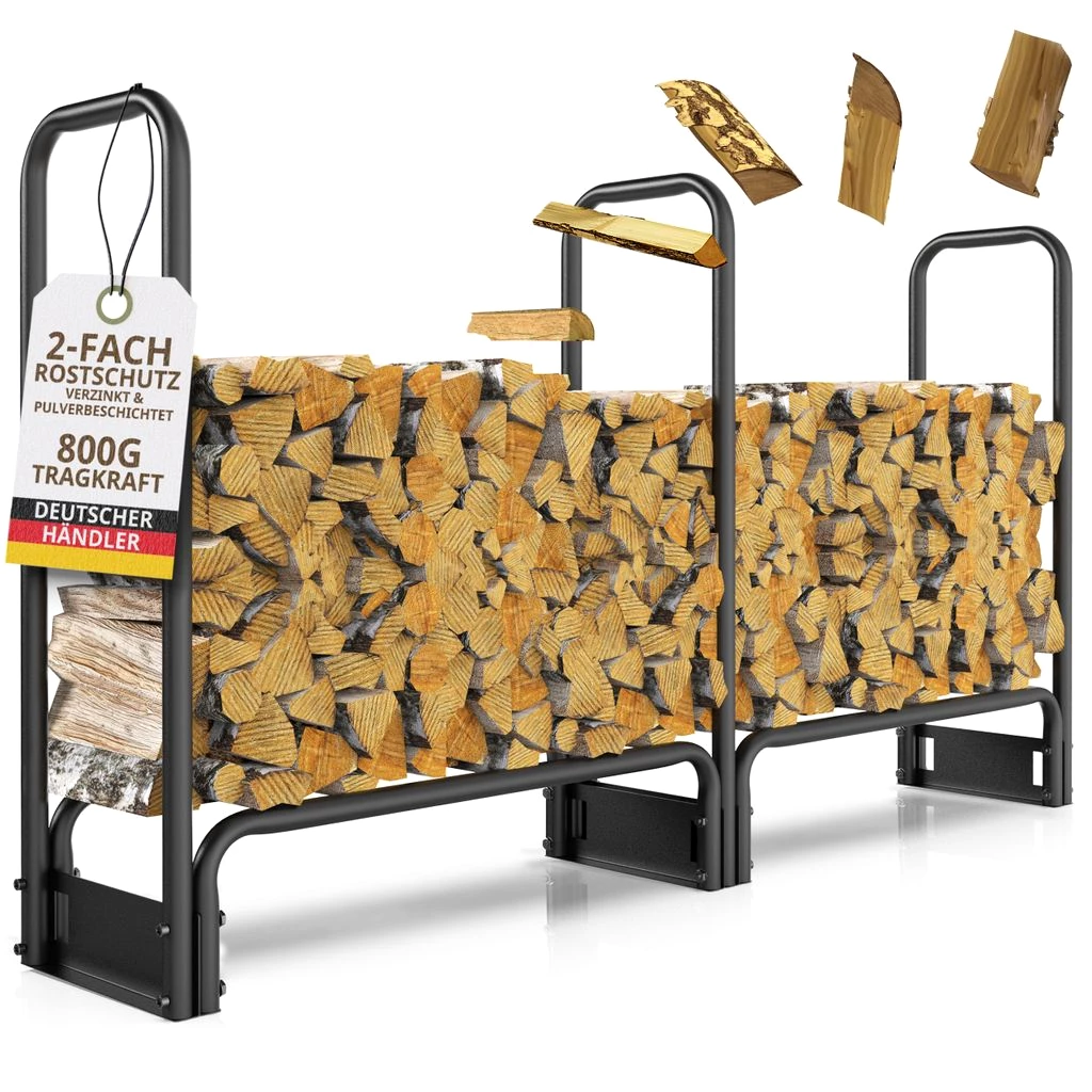 Kaminholzregal außen 223x25x115 Metall verzinkt 800kg Stapelhilfe Brennholz Regal für Feuerholz