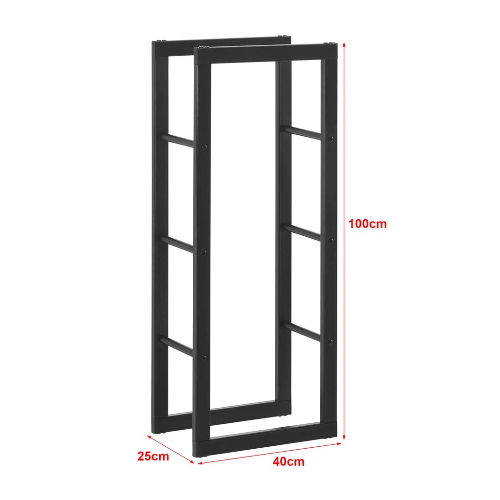 Kaminholzregal Täby Brennholzregal innen außen Metall 40 x 25 x 100 cm Holzunterstand