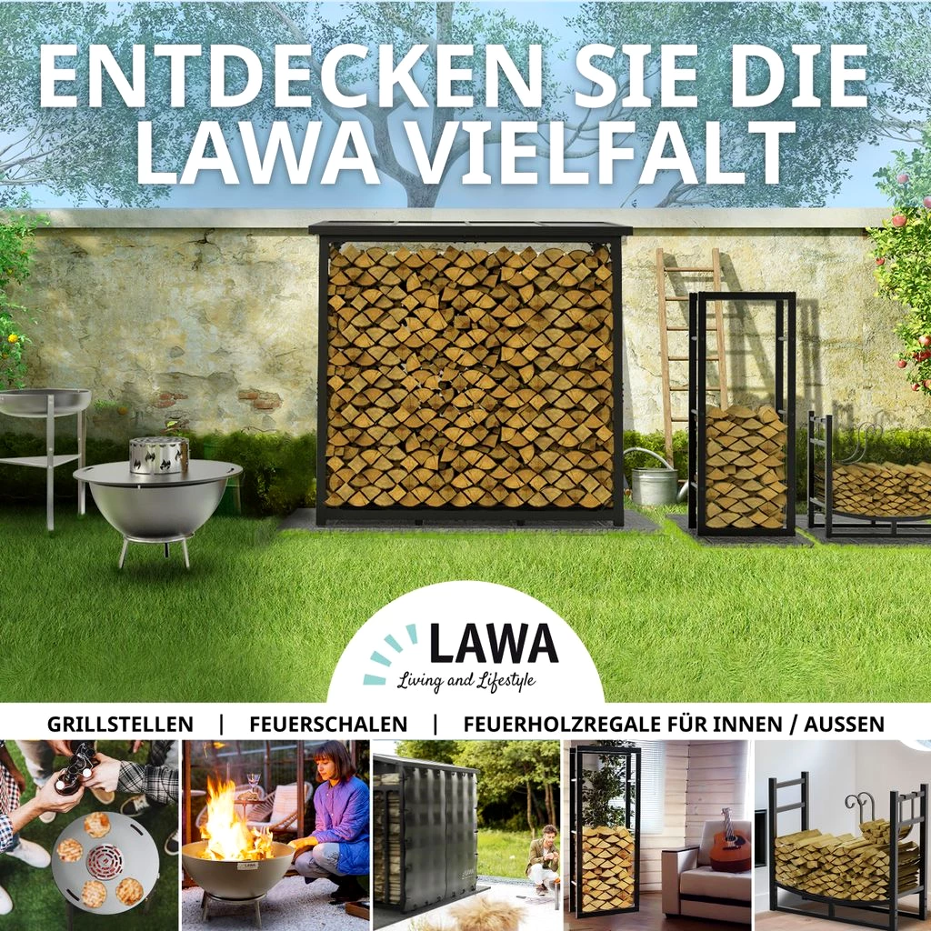 Kaminholzregal innen + außen Metall verzinkt 60x25x150 Beige / Cremeweiß Feuerholzregal