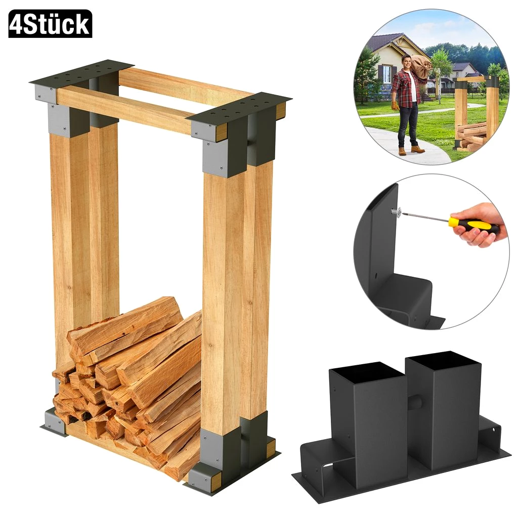 UISEBRT 4x Holzstapelhilfe Feuerverzinkt stabile Holz Stapelhilfe Stapelhilfe Holzstapelhalter