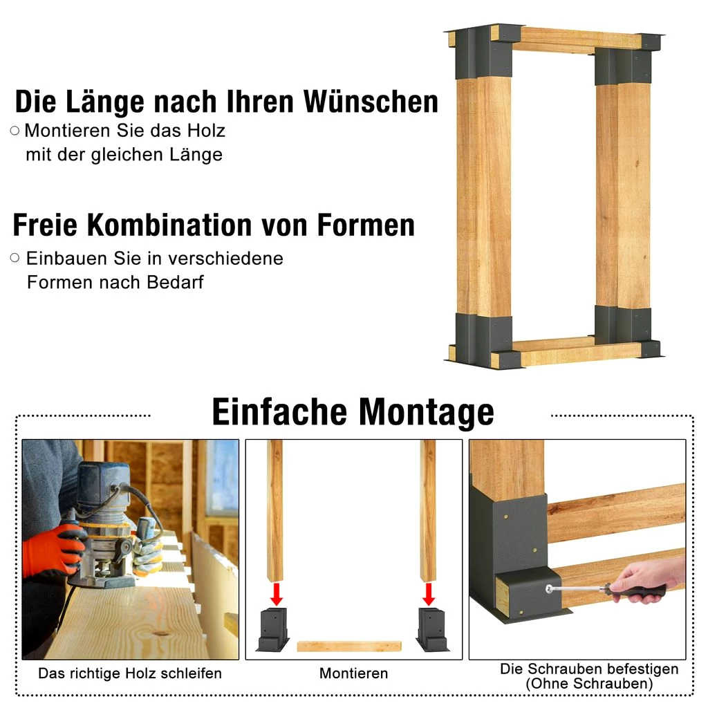 UISEBRT 4x Holzstapelhilfe Feuerverzinkt stabile Holz Stapelhilfe Stapelhilfe Holzstapelhalter