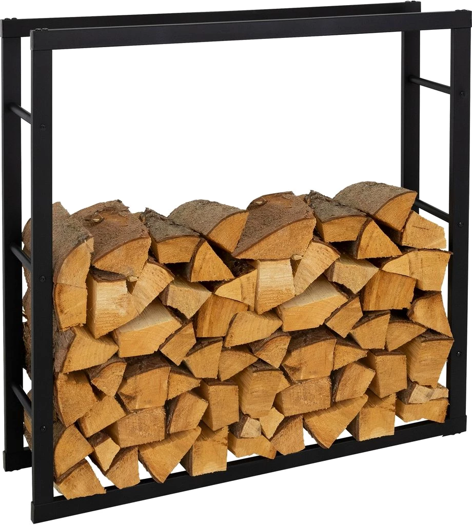 ML-Design Kaminholzregal aus Metall, 100x100 cm, Schwarz, Innen/Außen