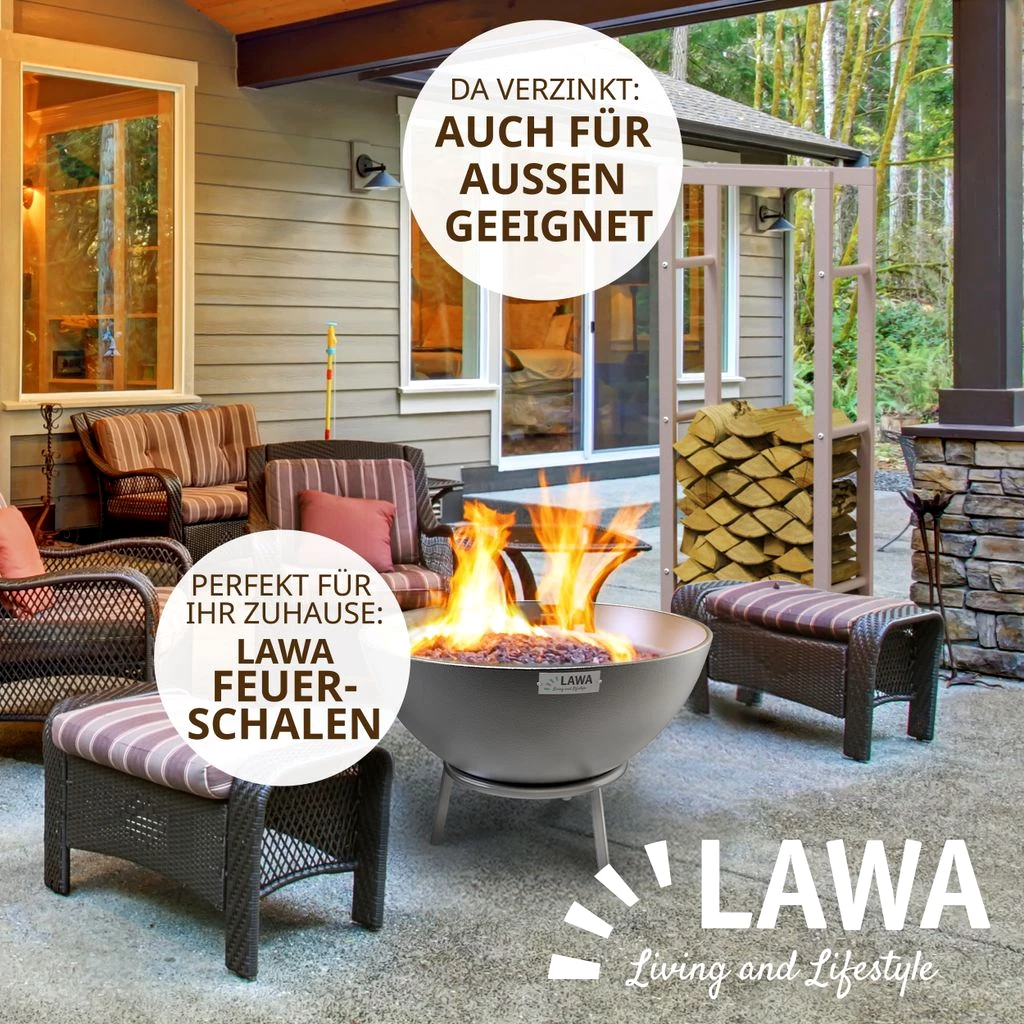 Kaminholzregal innen + außen Metall verzinkt 60x25x150 Beige / Cremeweiß Feuerholzregal