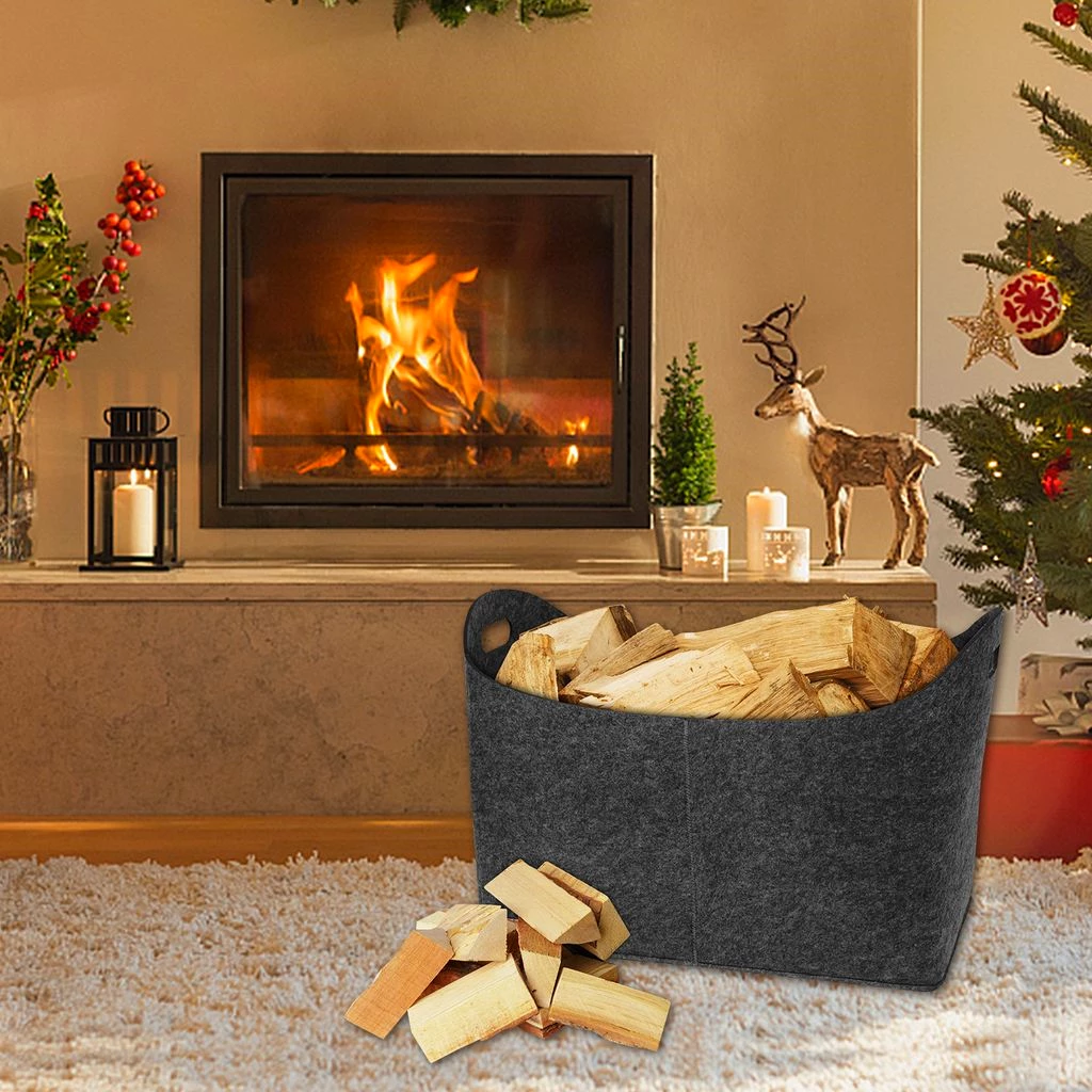 LZQ 2 Stück Kaminholztasche aus Filz Holzkorb XL Kaminholzkorb Holztasche Filztasche für Holz